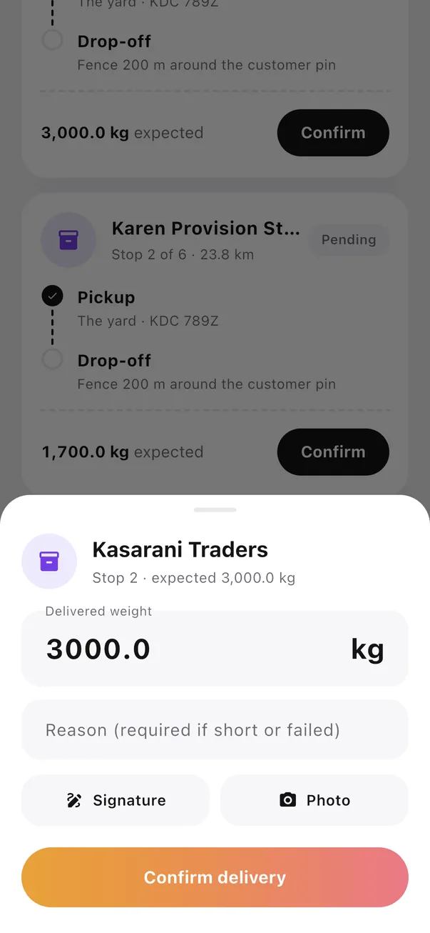 Proof of delivery