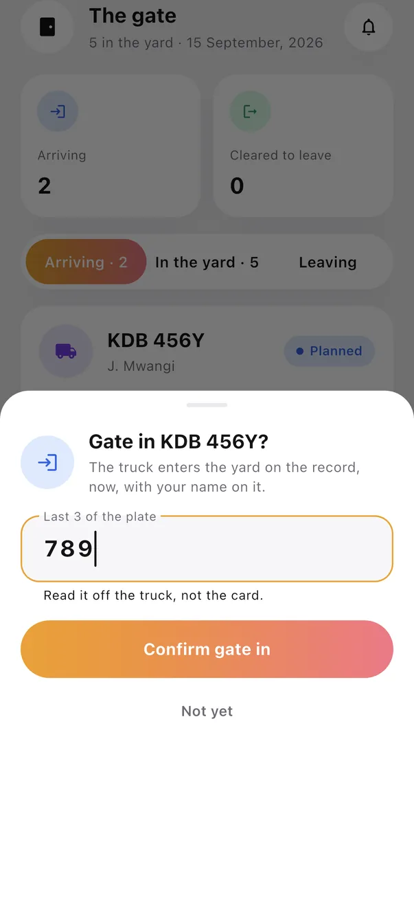 Plate check-in
