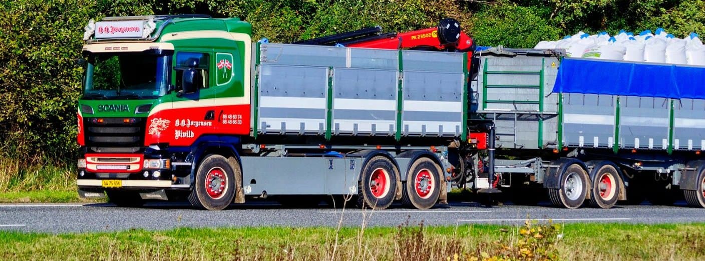 A loaded articulated lorry on the road